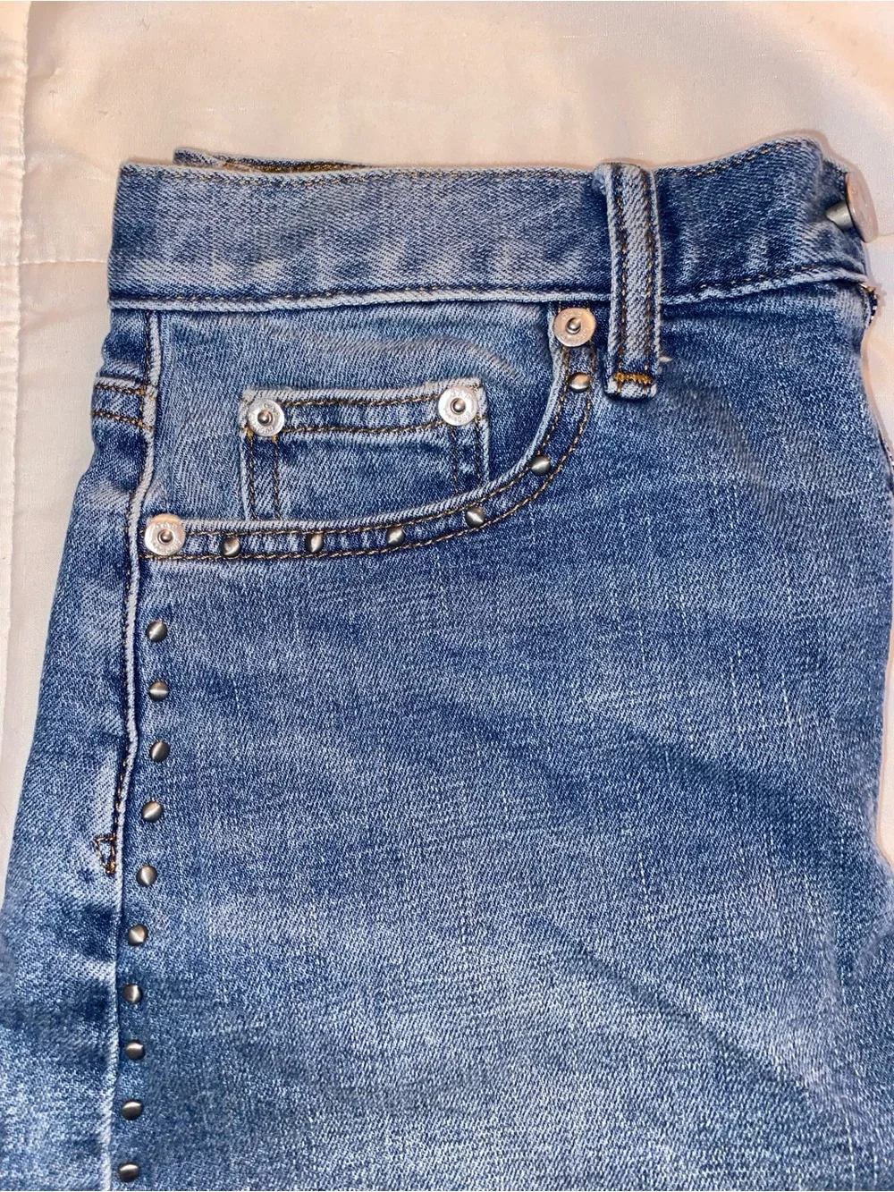 GAP Light Blue Denim Mini Skirt with Side Studs